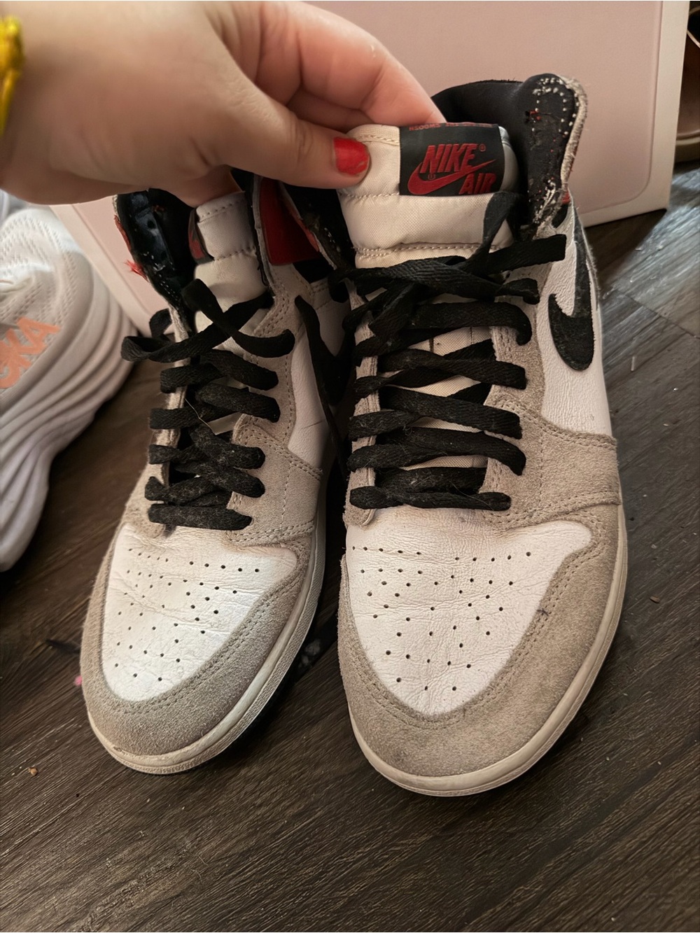 Nike Kids High-Top Sneakers in White, Gray and Black